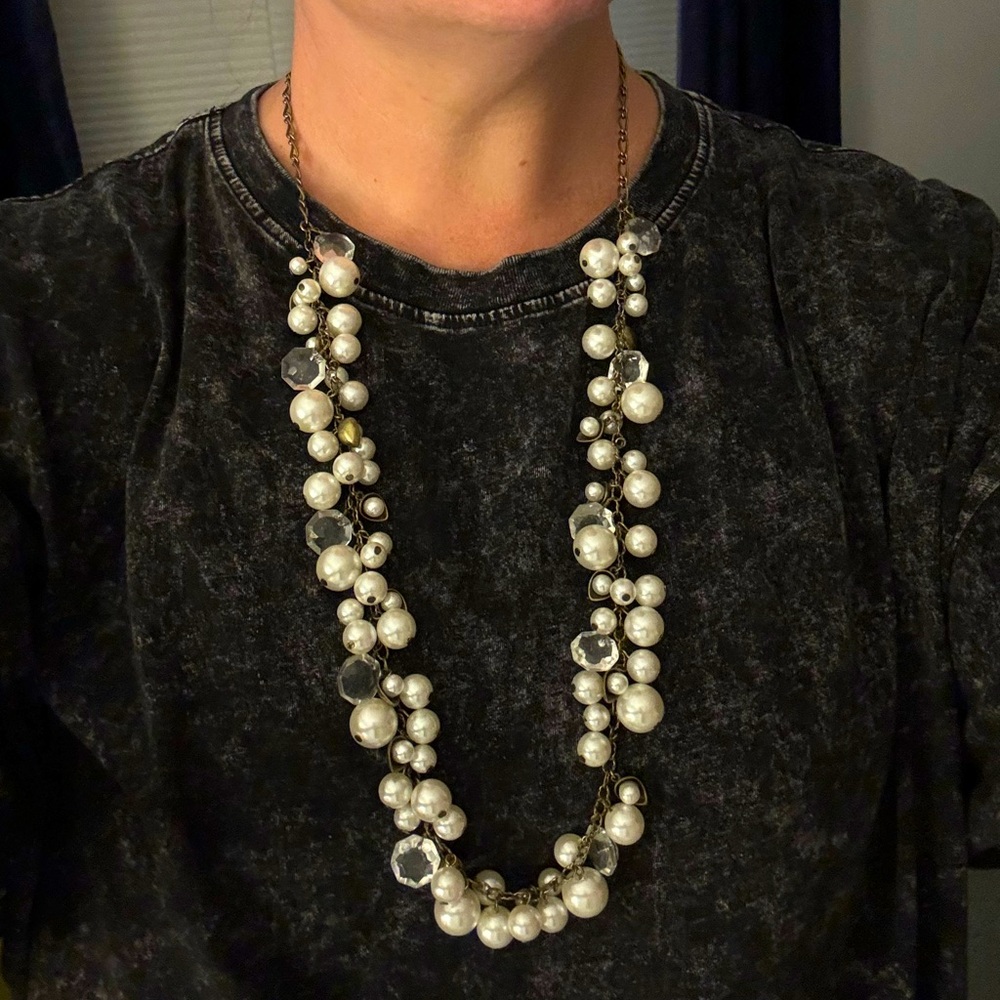 Chloe + Isabel Pearl and Crystal Drops Long Necklace